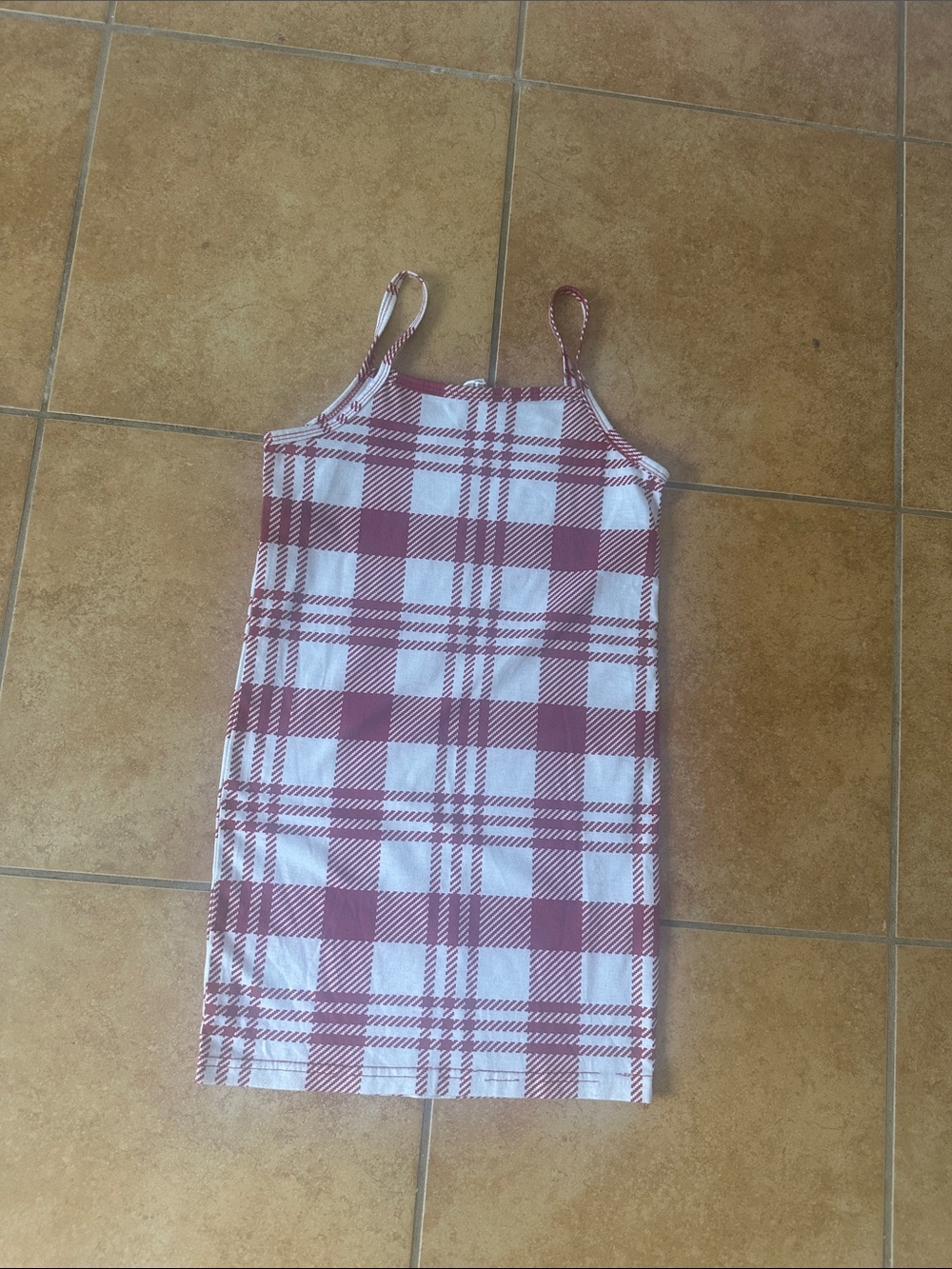 Girls red Plaid Spaghetti Strap Dress 7y